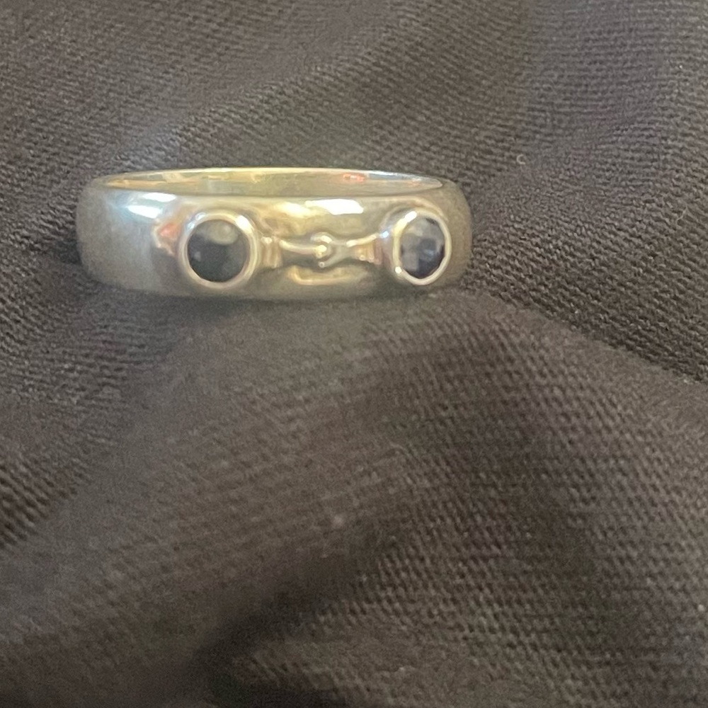 New-Sterling Silver Snaffle Bit Ring W/3mm Synthe… - image 2